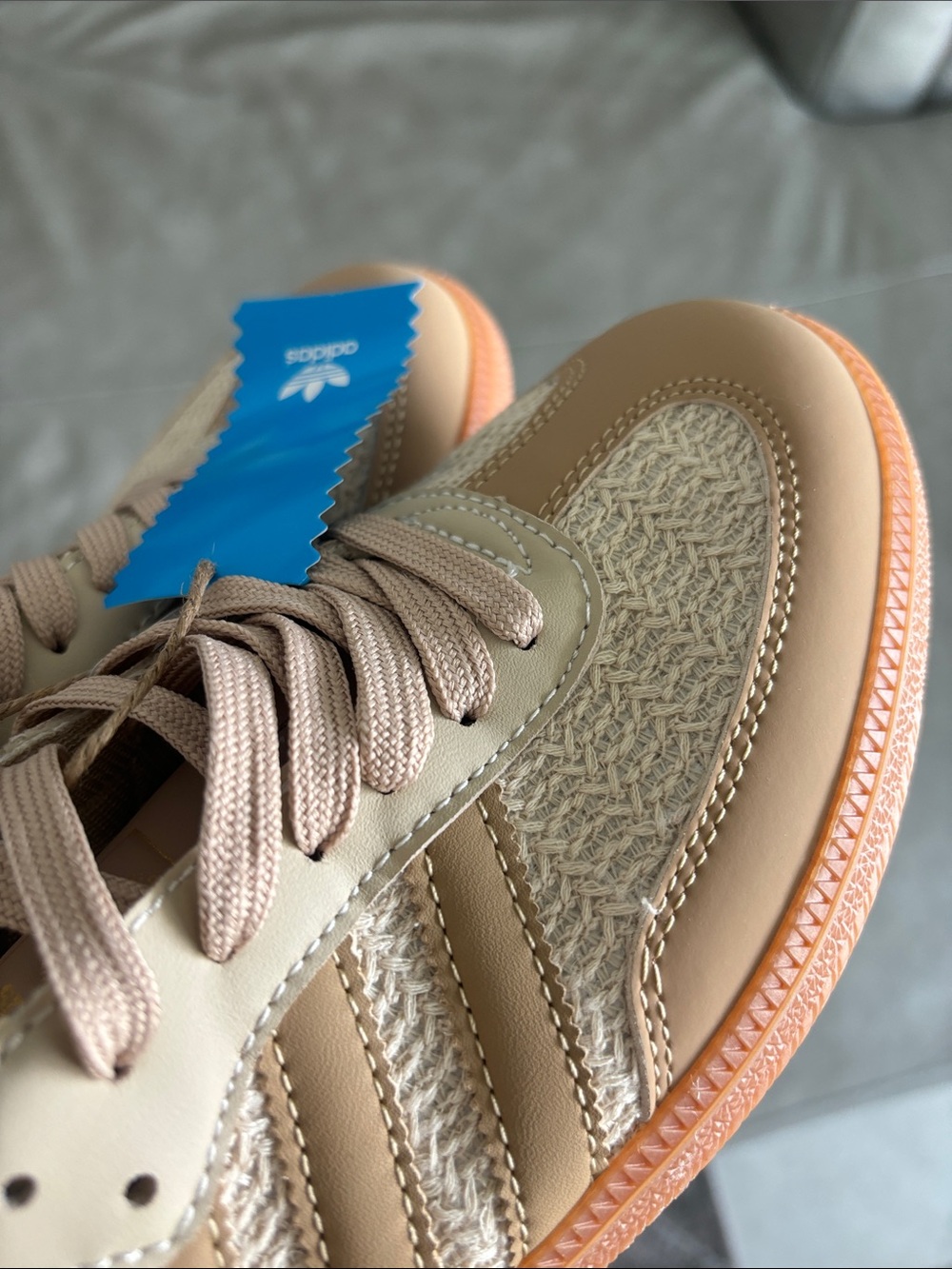 adidas Women’s Beige Raffia Cream Lace-Up Sneakers - Picture 5 of 5